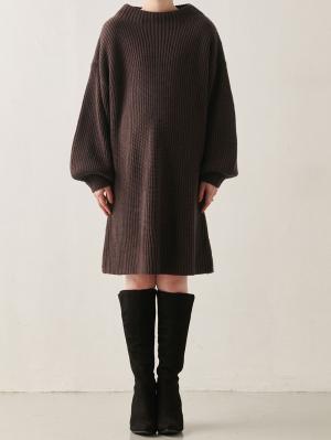 マタニティ ワンピース|a.i.n（アイン）アクリルニット片畦編みチュニックワンピ　マタニティ・産後授乳服【出産後も長く使える】