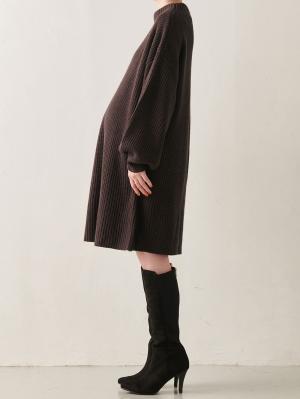 マタニティ ワンピース|a.i.n（アイン）アクリルニット片畦編みチュニックワンピ　マタニティ・産後授乳服【出産後も長く使える】