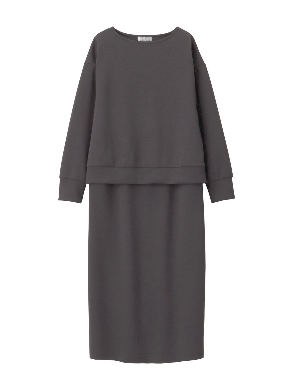 マタニティ ワンピース|ain（アイン）カットソーセットアップ風ワンピース　マタニティ・産後授乳服【出産後も長く使える】|チャコール