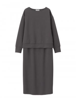 マタニティ ワンピース|ain（アイン）カットソーセットアップ風ワンピース　マタニティ・産後授乳服【出産後も長く使える】|チャコール