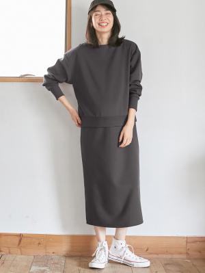 マタニティ ワンピース|ain（アイン）カットソーセットアップ風ワンピース　マタニティ・産後授乳服【出産後も長く使える】|チャコール