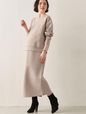 マタニティ ワンピース|ain（アイン）カットソーセットアップ風ワンピース　マタニティ・産後授乳服【出産後も長く使える】|オフベージュ