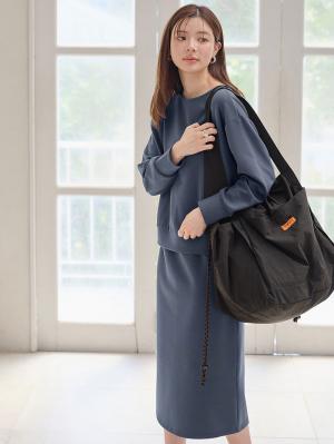 マタニティ ワンピース|ain（アイン）カットソーセットアップ風ワンピース　マタニティ・産後授乳服【出産後も長く使える】|ブルー