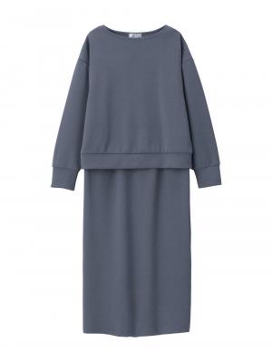 マタニティ ワンピース|ain（アイン）カットソーセットアップ風ワンピース　マタニティ・産後授乳服【出産後も長く使える】|ブルー