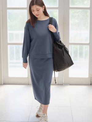 マタニティ ワンピース|ain（アイン）カットソーセットアップ風ワンピース　マタニティ・産後授乳服【出産後も長く使える】|ブルー