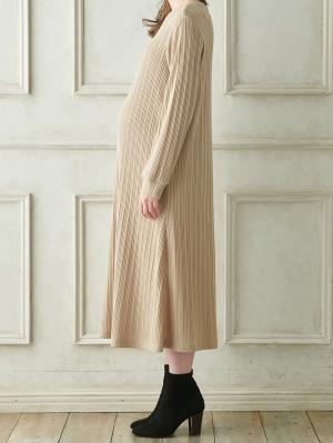 マタニティ ワンピース|ain（アイン）リブニットソーフレアワンピース　マタニティ・産後授乳服【出産後も長く使える】