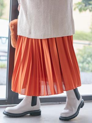 マタニティ スカート|ain（アイン）エステルスムースプリーツスカート　マタニティ|オレンジ