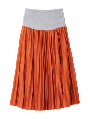 マタニティ スカート|ain（アイン）エステルスムースプリーツスカート　マタニティ|オレンジ