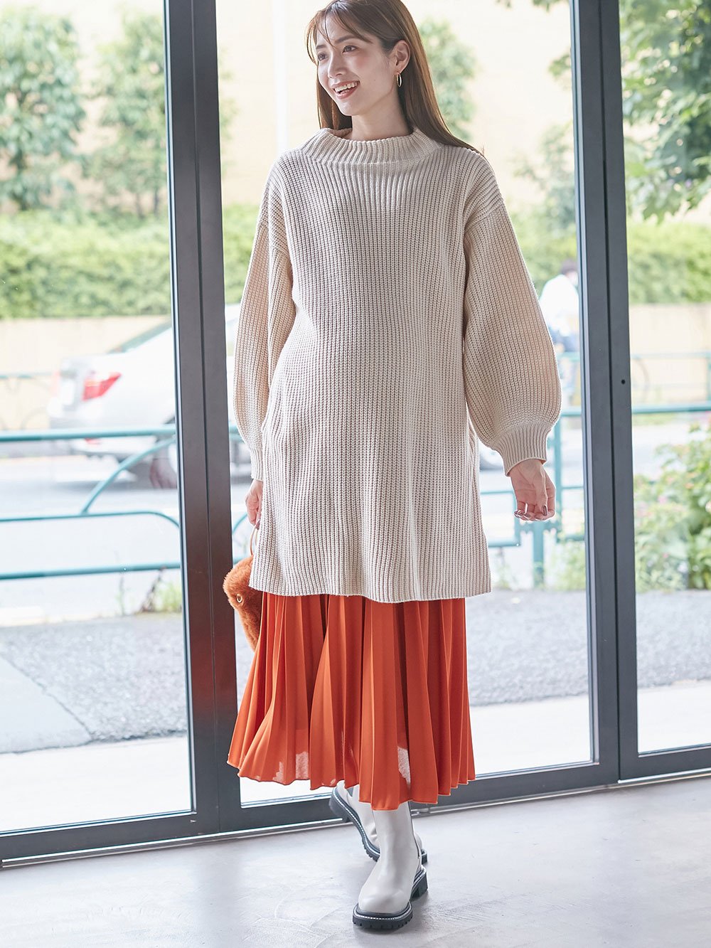 ain(アイン)エステルスムースプリーツスカート マタニティ