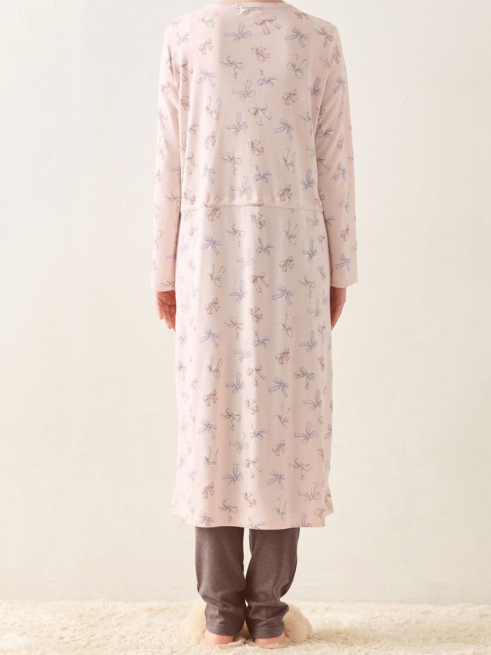 マタニティ パジャマ・ルームウェア|リボン柄プリント2WAYパジャマ　マタニティ・産後授乳パジャマ【出産後も長く使える】