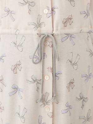 マタニティ パジャマ・ルームウェア|リボン柄プリント2WAYパジャマ　マタニティ・産後授乳パジャマ【出産後も長く使える】