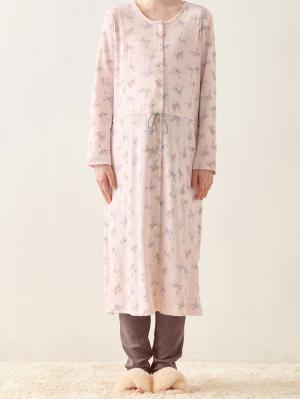 マタニティ パジャマ・ルームウェア|リボン柄プリント2WAYパジャマ　マタニティ・産後授乳パジャマ【出産後も長く使える】