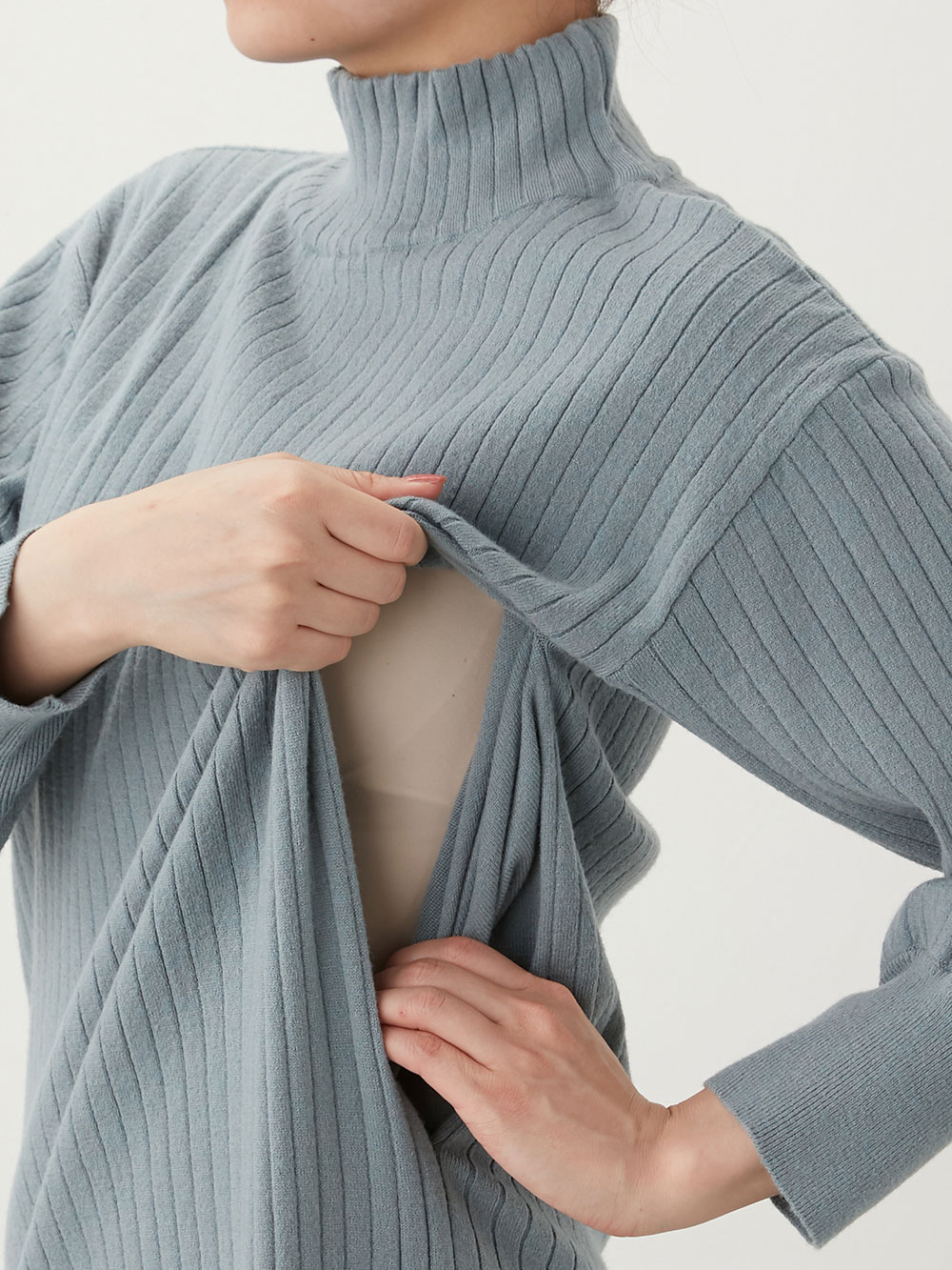 マタニティ ワンピース|Rosemadame（ローズマダム）ウォッシャブルニット　ハイネックワンピース　マタニティ・産後授乳服【出産後も長く使える】