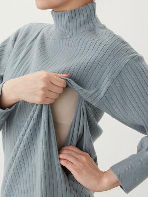 マタニティ ワンピース|Rosemadame（ローズマダム）ウォッシャブルニット　ハイネックワンピース　マタニティ・産後授乳服【出産後も長く使える】