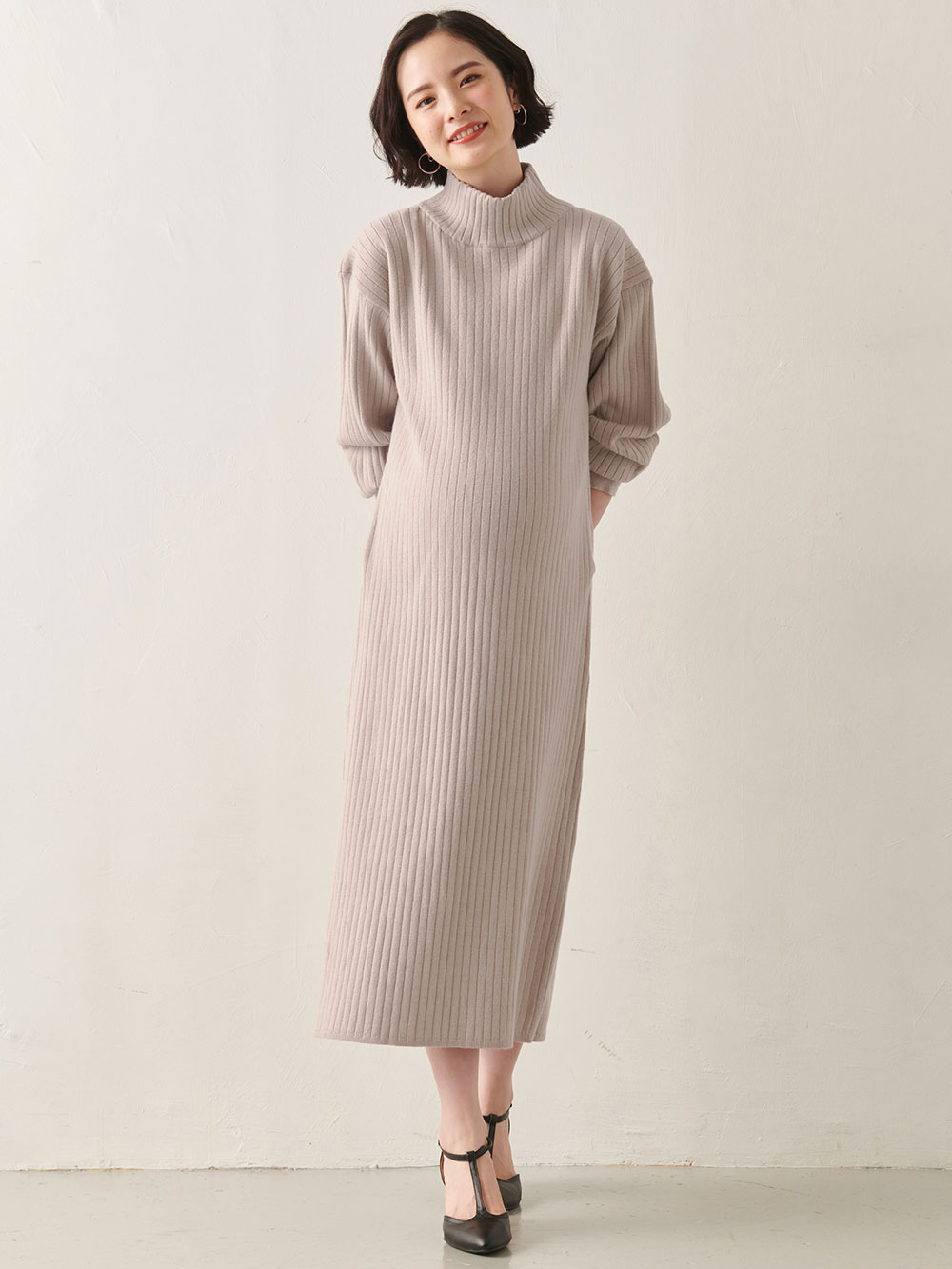 マタニティ ワンピース|Rosemadame（ローズマダム）ウォッシャブルニット　ハイネックワンピース　マタニティ・産後授乳服【出産後も長く使える】