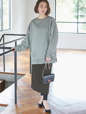 マタニティ スカート|fairy（フェアリー）らくちんあったか丸編みオーバースカート　マタニティ・産後【出産後も長く使える】|チャコール