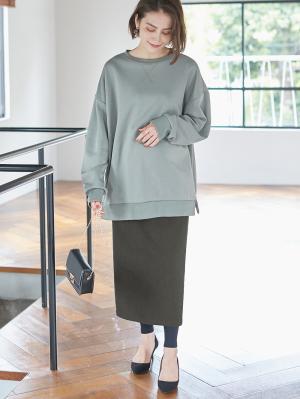 マタニティ スカート|fairy（フェアリー）らくちんあったか丸編みオーバースカート　マタニティ・産後【出産後も長く使える】|チャコール