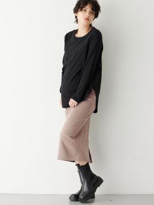 マタニティ スカート|fairy（フェアリー）らくちんあったか丸編みオーバースカート　マタニティ・産後【出産後も長く使える】|モカ