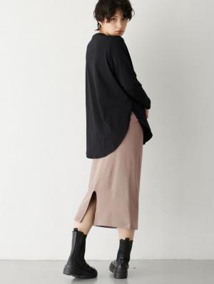 マタニティ スカート|fairy（フェアリー）らくちんあったか丸編みオーバースカート　マタニティ・産後【出産後も長く使える】|モカ