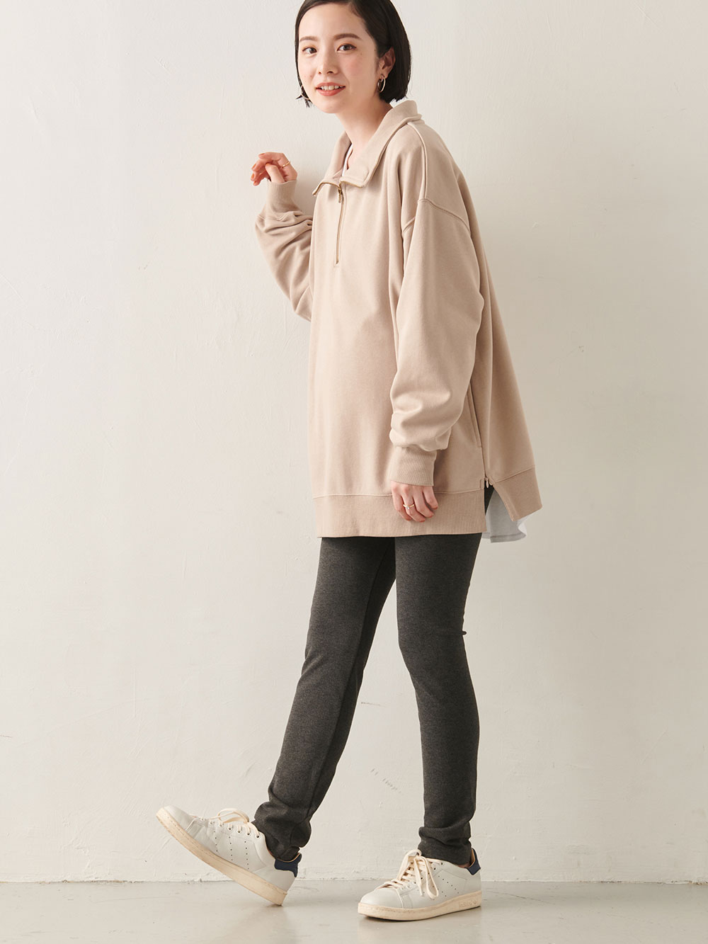 マタニティ パンツ|fairy(フェアリー)らくちんあったかシームレスレギンス マタニティ・産後【出産後も長く使える】|チャコール