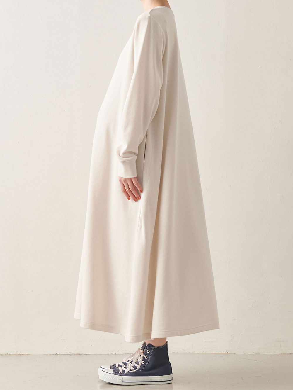 マタニティ ワンピース|やわらかミニ裏毛Ａラインフレアワンピース　マタニティ・産後【出産後も長く使える】