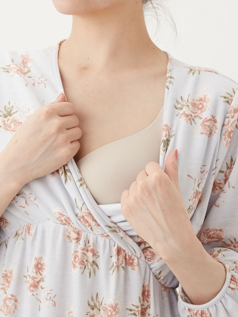 マタニティ パジャマ・ルームウェア|スムースカシュクールパット付きネグリジェ　マタニティ・産後【出産後も長く使える】