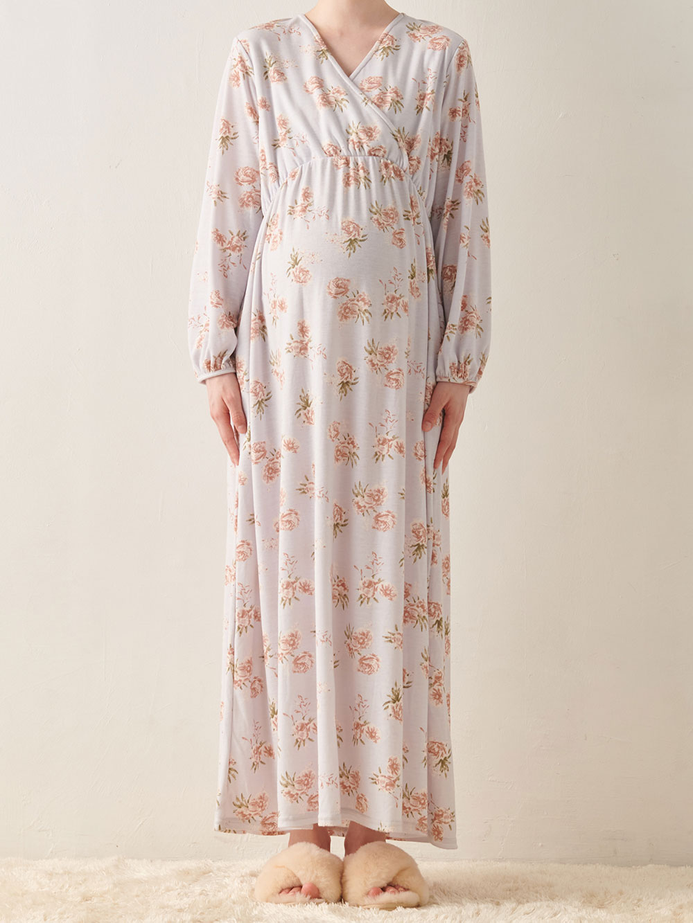 マタニティ パジャマ・ルームウェア|スムースカシュクールパット付きネグリジェ　マタニティ・産後【出産後も長く使える】