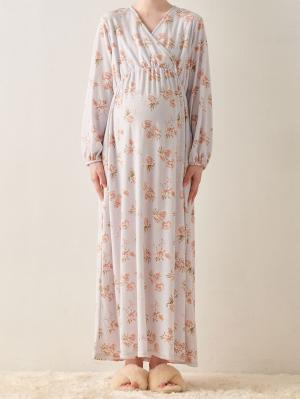 マタニティ パジャマ・ルームウェア|スムースカシュクールパット付きネグリジェ　マタニティ・産後【出産後も長く使える】