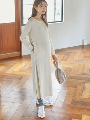 マタニティ ワンピース|サーマルロングワンピース　マタニティ・産後【出産後も長く使える】|アイボリー