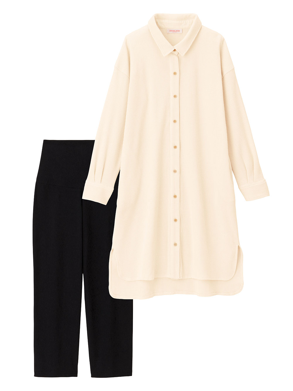 マタニティ パジャマ・ルームウェア|サーマルロングシャツ&産後も使えるパンツパジャマ　マタニティ・授乳パジャマ【出産後も長く使える】|アイボリー