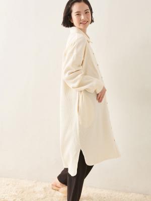 マタニティ パジャマ・ルームウェア|サーマルロングシャツ&産後も使えるパンツパジャマ　マタニティ・授乳パジャマ【出産後も長く使える】|アイボリー