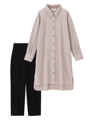 サーマルロングシャツ&産後も使えるパンツパジャマ　マタニティ・授乳パジャマ【出産後も長く使える】 10235