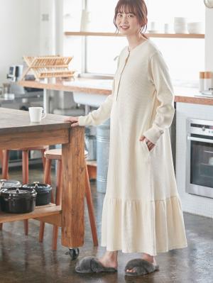 マタニティ パジャマ・ルームウェア|サーマルティアードリラックスネグリジェ　マタニティ・授乳パジャマ【出産後も長く使える】|アイボリー