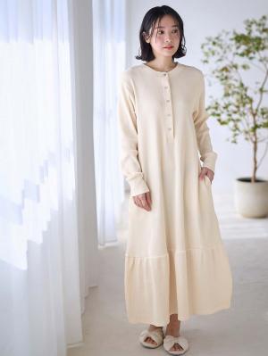 サーマルティアードリラックスネグリジェ　マタニティ・授乳パジャマ【出産後も長く使える】10236