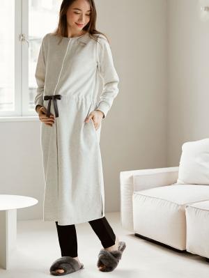 マタニティ パジャマ・ルームウェア|裏毛裏起毛ウエスト切替ワンピース&産後も使えるレギンスパジャマ　　マタニティ・授乳パジャマ【出産後も長く使える】|オートミール