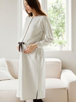 裏毛裏起毛ウエスト切替ワンピース&産後も使えるレギンスパジャマ　　マタニティ・授乳パジャマ【出産後も長く使える】10237