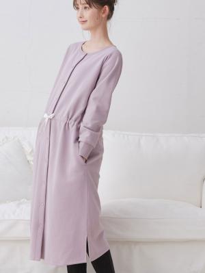 マタニティ パジャマ・ルームウェア|裏毛裏起毛ウエスト切替ワンピース&産後も使えるレギンスパジャマ　　マタニティ・授乳パジャマ【出産後も長く使える】|パープル