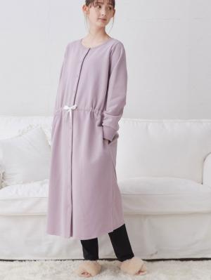 マタニティ パジャマ・ルームウェア|裏毛裏起毛ウエスト切替ワンピース&産後も使えるレギンスパジャマ　　マタニティ・授乳パジャマ【出産後も長く使える】|パープル