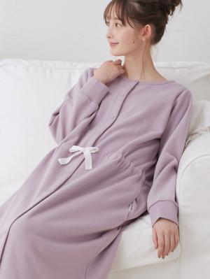 マタニティ パジャマ・ルームウェア|裏毛裏起毛ウエスト切替ワンピース&産後も使えるレギンスパジャマ　　マタニティ・授乳パジャマ【出産後も長く使える】|パープル