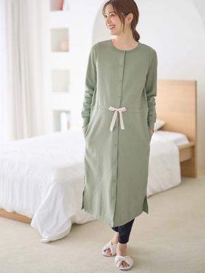 マタニティ パジャマ・ルームウェア|裏毛裏起毛ウエスト切替ワンピース&産後も使えるレギンスパジャマ　　マタニティ・授乳パジャマ【出産後も長く使える】|カーキ