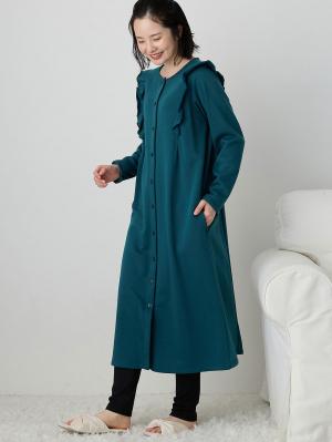 マタニティ パジャマ・ルームウェア|裏毛裏起毛ラッフルワンピース&産後も使えるレギンスパジャマ　マタニティ・授乳パジャマ【出産後も長く使える】|フォレストグリーン