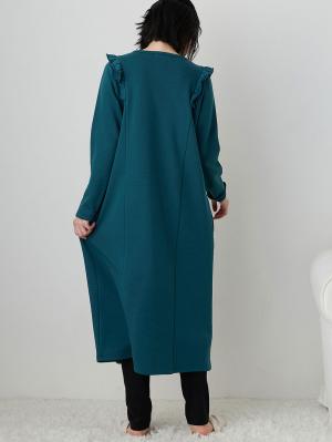 マタニティ パジャマ・ルームウェア|裏毛裏起毛ラッフルワンピース&産後も使えるレギンスパジャマ　マタニティ・授乳パジャマ【出産後も長く使える】|フォレストグリーン