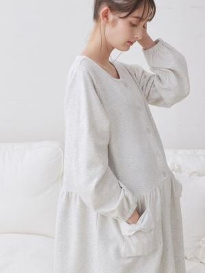 マタニティ パジャマ・ルームウェア|裏毛裏起毛リボンポケットギャザーワンピース&レギンスパジャマ　マタニティ・授乳パジャマ【出産後も長く使える】|オートミール