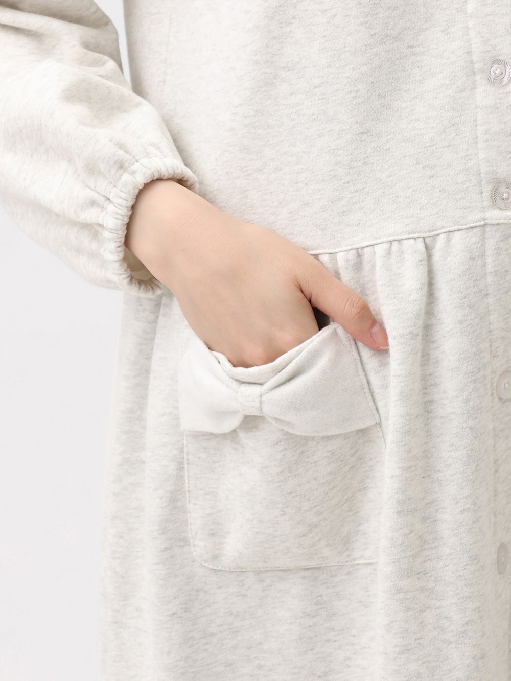 マタニティ パジャマ・ルームウェア|裏毛裏起毛リボンポケットギャザーワンピース&レギンスパジャマ　マタニティ・授乳パジャマ【出産後も長く使える】