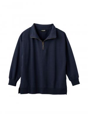 マタニティ トップス|裏毛裏起毛ジップスウェット　マタニティ・産後【出産後も長く使える】|ネイビー