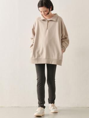 マタニティ トップス|裏毛裏起毛ジップスウェット　マタニティ・産後【出産後も長く使える】