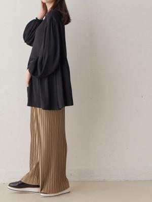 マタニティ パンツ|裾が床につかないフリーカットできるランダムプリーツワイドパンツ　マタニティ・産後【出産後も長く使える】|ベージュ