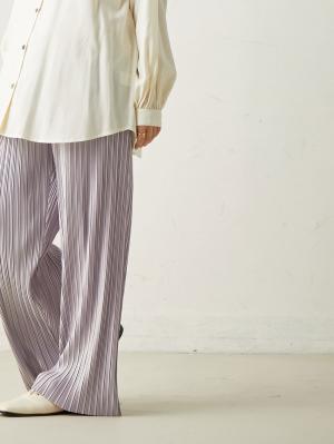 マタニティ パンツ|裾が床につかないフリーカットできるランダムプリーツワイドパンツ　マタニティ・産後【出産後も長く使える】|ライトグレー