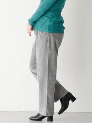 ストレッチコーデュロイワイドストレートパンツ　マタニティ・産後【出産後も長く使える】10243