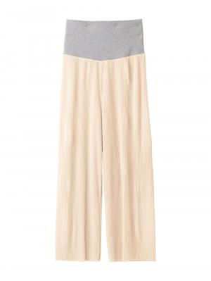 マタニティ パンツ|裾が床につかない機能付フリーカットできるプリーツパンツ マタニティ・産後【出産後も長く使える】|アイボリー